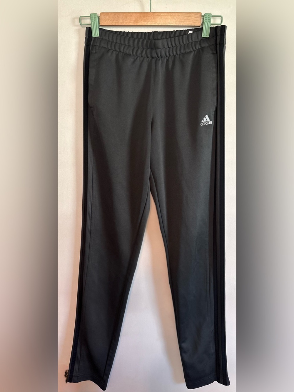 Adidas Gray w/ Black 3-Stripe Track Pants Women's small